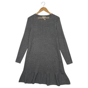 ASOS Maternity Sweater Dress Womens 8 Gray Long Sleeve Knit Ruffle Hem Light